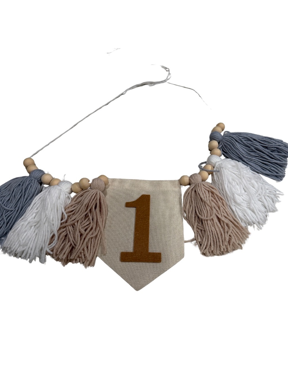 Neutral Tassel '1' Banner for Kids